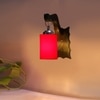 Devansh Solid Wood Electric Wall Light in Brown Colour with Red Shade Count of 1 Light