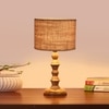 Devansh Beige Jute Table Lamp With  Wood Natural Base (7X7X15.5 Inches)-9