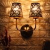 Devansh Metal Electric Wall Light in Gold Colour with Black Shade Count of 2 Lights