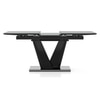 Caribu 4 To 6 Extendable Dining Table In Black Marble Color With High Gloss Finish