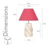 BURFORD Small Distress White Finish  Wood Table Lamp With Maroon Cotton Shade