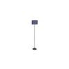 Vann Blue Natural Fiber Floor Lamp with Black Iron Base