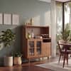 Klint Solid Wood Bar Cabinet (Amber Walnut Finish)
