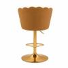 Doe Buck Luxury Brown Velvet Adjustable Bar Stool Chair with Gold Hydraulic Base