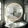 Round LED Mirror with Gold Aluminium Frame Modern Circular Vanity Mirror