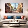 The Castle Decor Eiffel Tower Wall Art Set of 5 Wooden Framed Digital Painting 27x48 Inch