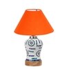 Devansh Conical Orange Cotton Shade Lamp With Wood & Mosaic Glass Base For Decoration/Office/Home/Gifting/Study For Decoration/Office/Home/Gifting/Study -(10X10X14.5) Inches -A