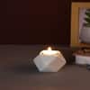 White Nordic style Geometric designed Candle Holder in White Colour