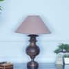 Mimosa Brown Wood Table Lamp with Beige Cotton Shade