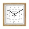 Square Roman Numeral Wooden Wall Clock with Natural Frame