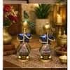 Desert Art Metal Handpainted Couple Musician Showpiece Set of 2