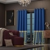 Stoa Paris Satin Curtain for Door, 70% Blackout Curtains, Set of 2, Versailles - Blue Monarch with Back Lining