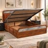 Yashika Solid Wood King Size Hydrulic Storage Bed In Honey Oak Finish (Copper Orange)) (72 - 78 inch)