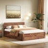 Kuba Solid Wood King Size Bed With Box Storage (Teak Finish)