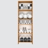 5 Open Shelves In Highland Pine Finish With Free Standing Tall Units.