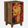 KevinMango Wood Hand Painted Multicolour 1 Door Small Cabinet In Natural Finish