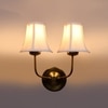 Devansh Dual Gold Metal  Wallmounted Lamp With Cotton Off-White Shade