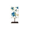 Emrys Multicolor cotton table lamp with Square Brown Wood Base