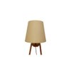 Angular Wooden Table Lamp with Brown Base and Premium White Fabric Lampshade