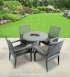 New Castle Wicker Table And Chair Set In Grey Dual Tone Finish