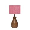 Devansh Pink Jute Table Lamp With  Wood Natural Base (7X13 Inches)-11