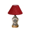 Devansh Conical Maroon Jute Shade Lamp With Wood & Mosaic Glass Base For Decoration/Office/Home/Gifting/Study For Decoration/Office/Home/Gifting/Study -(10X10X14.5) Inches -A