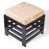 Houston Sheesham Wood Stool with Ivory Sparkle Velvet Cushion