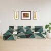 Left Aligned 3 Seater Left Aligned Chaise Green Triangles Sofa Cover