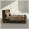 Heritage Cane Upholstered King Size Bed in Linen With Oak wood Frame