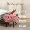 Mandala Fabric Wooden Ottoman in Red Color