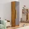 Hexa Red Wooden 1 Door Wardrobe with Huge Storage Space in Giant Wood and Slate Grey Colour