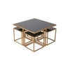Valentino Black Glass Nesting Coffee Table In Dark Gold Finish