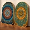 Mandala Flowers Chakra Wall Art Painting Set of 2 with Gold Frame 16 x 24 Inch
