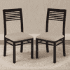 Zella Solid Wood Dining Chair Set Of 2 In Mahogany Finish With Wheat Brown Fabric