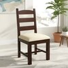 Newport Solid Wood Dining Chair in Dark Walnut Finish & Beige Colour - Set of 2