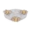 White And Gold Platter With Tealight Holder In Gold Colour