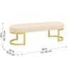 Doe Buck Upholstered Oval Bench in Beige Colour with Gold Loop Legs