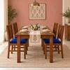 Globally Indian Vikirana Solid Sheesham Wood 4 Seater Dining Table Set 4 Chairs Navy Blue