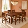 Globally Indian Eshana Solid Sheesham Wood 6 Seater Dining Table Set 6 Chairs Beige