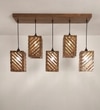 Oblique 5 Series Brown Solid Wood Cluster Hanging Light
