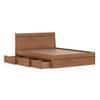 Basel Solid Wood Queen Size Drawer Storage Bed In Amber Walnut Finish