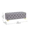 Doe Buck Velvet Tufted Bench in Grey Colour with Gold Base