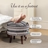 Bohemian Jacquard Wooden Ottoman in Black & Off White Set of 2