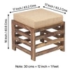 Houston Sheesham Wood Stool in Teak Finish with Jute Beige Cushion