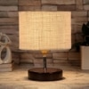 Tyler White Jute table lamp with brown wood base