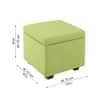 Doe Buck Hutcheson Upholstered Storage Ottoman Cube in Sage Colour