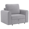 Baruna 1 Seater Velvet Pull Out Sofa Cum Bed with Storage In Grey Color