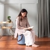 Hoist Collection Light Blue Pouf With Faux Leather Strap