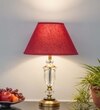 Ashurst Black & Antique Brass Finish Metal And Clear Crystal Glass Table Lamp With Maroon Cotton Shade