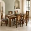 Globally Indian Remy Solid Sheesham Wood 6 Seater Dining Table Set 6 Chairs Grey